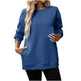 thumbnail image 1 of Mlzmgr Sweatshirts for Women Long Sleeve Crew Neck Casual Sports Womens Athletic Tops with Pockets Daily Wear Solid Color, 1 of 8