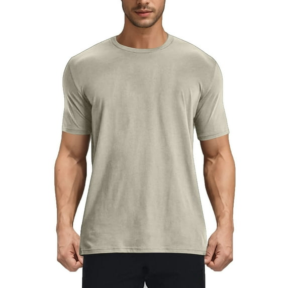 Mlzmgr T-Shirts for Men Knit Cotton Crewneck Short Sleeve Slim Fitted Summer Workout Casual Tops