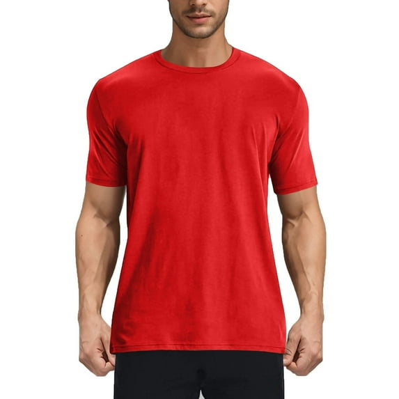 Mlzmgr T-Shirts for Men Knit Cotton Crewneck Short Sleeve Slim Fitted Summer Workout Casual Tops