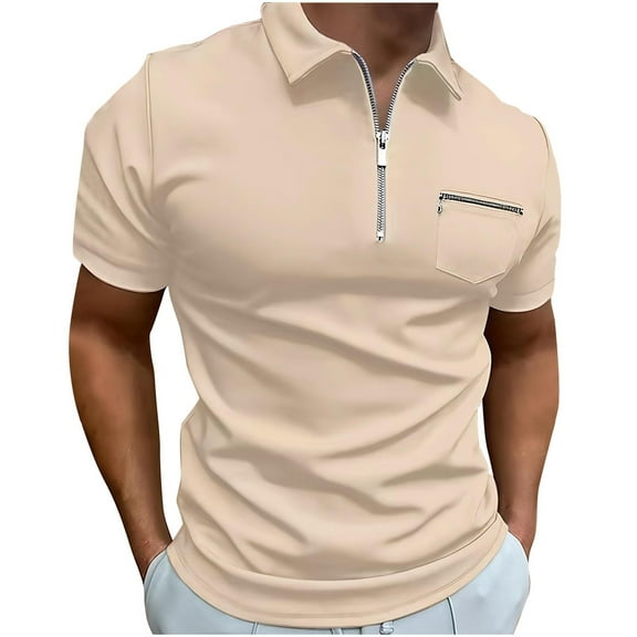 Mlzmgr T Shirts for Men Short Sleeve 1/4 Zipper Shirts with Pockets Summer Business Casual Shirts