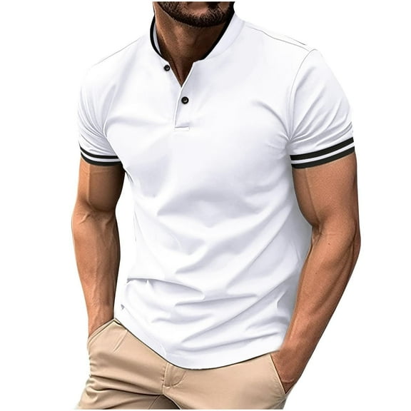 Mlzmgr T Shirts for Men Short Sleeve Shirts 1/4 Button Stretchy Business Casual Work Tee Shirts