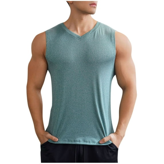 Mlzmgr Tank Tops for Men V Neck Sleeveless Tops Athletic Breathble Work Gym Mens Tanks Summer Trendy