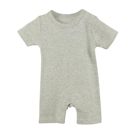 Mlzmgr Toddler Romper for Boys Girls Short Sleeve Crew Neck Jumpsuit Summer Casual Breathable Solid Color Infant Clothes(9-12 Months,Gray)