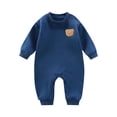 thumbnail image 1 of Mlzmgr Toddler Romper for Boys Long Sleeve Printed Round Neck Jumpsuits Button Fall Winter Warm Infant Clothes for Homewear(9-12 Months,Blue), 1 of 9