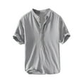 thumbnail image 1 of Mlzmgr Top for Men Summer Notched V Neck Button Short Sleeve Loose Casual Lightweight Tee Shirts, 1 of 3