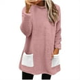 thumbnail image 1 of Mlzmgr Tops for Women Fleece Lined Pullover Tops Winter Warm Thick Comfy Long Sleeve Blouse with Pockets, 1 of 6