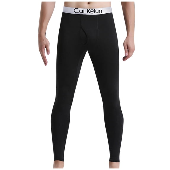 Mlzmgr Underwear Pants for Men Fleece Thermal Stretchy Base Layer Pants Leggings Solid Color Sleep Wear Pants