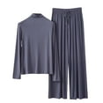 thumbnail image 1 of Mlzmgr Underwear Sets for Women Long Sleeve High Neck Shirts Loose Pants 2 Piece Sets for Women Sleep Wear Comfy Soft, 1 of 3