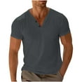 thumbnail image 1 of Mlzmgr V Neck Cotton T Shirts for Men Breathable Soft Tops Homewear Vacation Beach T Shirts Solid Color, 1 of 3