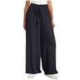thumbnail image 1 of Mlzmgr Wide Leg Pants for Women S-3XL Loose Baggy Elastic Waisted Drawstring Womens Casual Daily Wear Pants, 1 of 6