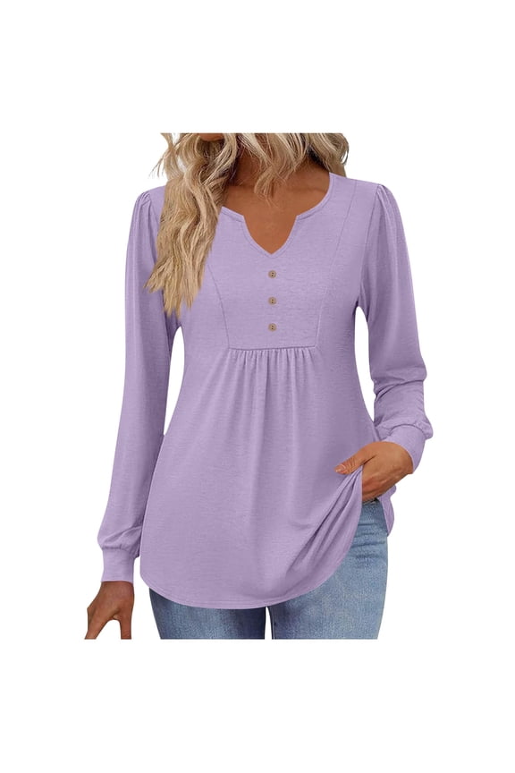 Womens Blouses Long Sleeve Dressy Casual V Neck Tops Breathable Soft Comfy Womens Tops Going out Loungewear