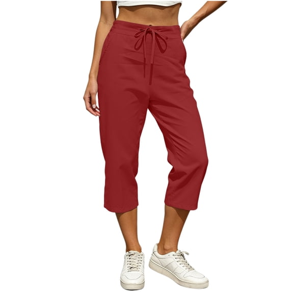 Mlzmgr Womens Capri Pants High Waisted Drawstring Loose Fit Soft Lightweight Breathable Casual Summer Capris
