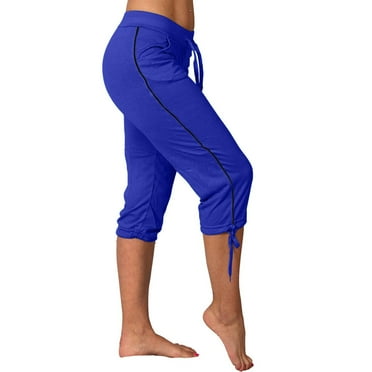 Mlzmgr Womens Capris for Summer Drawstring Solid Elastic Waist Crop Pants Summer Casual Straight Leg Pants with Pockets