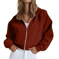 thumbnail image 1 of Mlzmgr Womens Crop Sweatshirts Full Zip up Short Jackets with Pockets Long Sleeve Outdoor Running Workout Shirts, 1 of 6