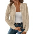 thumbnail image 1 of Mlzmgr Womens Crop Tops Full Zipper Cotton Knitted Long Sleeve Casual Short Jackets for Women Fall Winter Trendy, 1 of 8