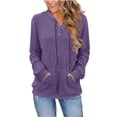 thumbnail image 1 of Mlzmgr Womens Hoodies Drawstring Long Sleeve Pullover Ribbed Knit Button Shirts for Women Solid Color, 1 of 8