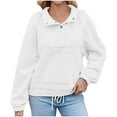 thumbnail image 1 of Mlzmgr Womens Hoodies V Neck Drawstring Pullover Fall Solid Color Loose Comfy Sweatshirts Blouse, 1 of 9