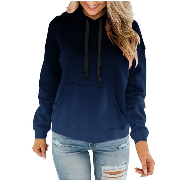 Mlzmgr Womens Hoodies V Neck Drawstring Pullover Fall Solid Color Loose Comfy Sweatshirts Blouse