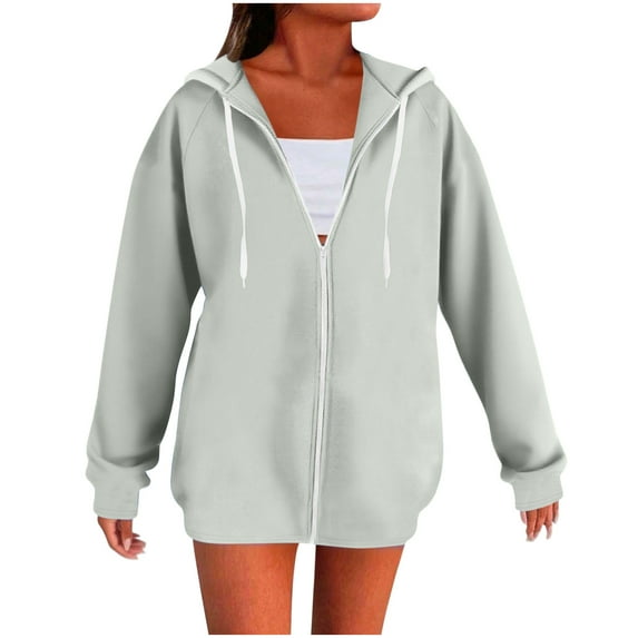 Mlzmgr Womens Jackets Long Sleeve Fleece Thermal Sweatshirts Drawstring Hooded Full Zip up Collared Outdoor Activewear