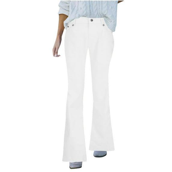 Mlzmgr Womens Jean Pants High Waisted Bell Bottom Fall Fashion Classic Flare Denim Pants Solid Color