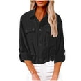 thumbnail image 1 of Mlzmgr Womens Linen Shirts Button Dwon Long Sleeve Collared Jackets Outerwears Breathable Lightewight Shirts for Women, 1 of 7