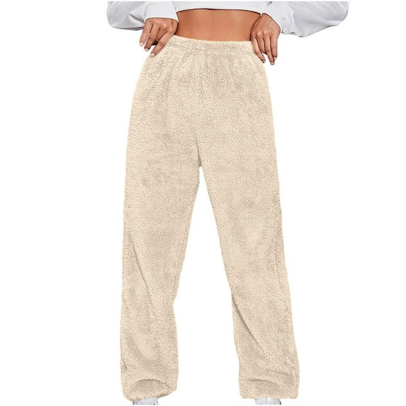 Mlzmgr Womens Pajamas Pants Plus Size Winter Warm Fleece Pants Loungewear Casual Trousers Fall Winter