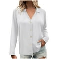 thumbnail image 1 of Mlzmgr Womens Shirts Button down Loose Comfy Tops Collared Blouses Home Sleep Wear Casual Pajama Tops, 1 of 6