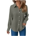 thumbnail image 1 of Mlzmgr Womens Shirts Collared Neck Long Sleeve Button down Loungewear Business Casual Loose Fitted Shirts for Women, 1 of 6