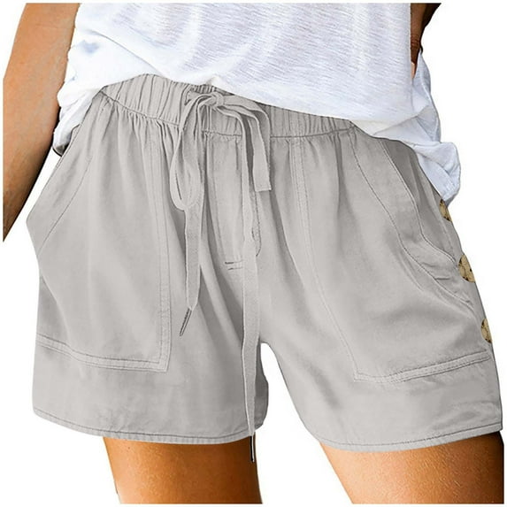 Mlzmgr Womens Shorts Casual Drawstring Elastic Waist Summer Casual Short Pants Beach Shorts with Pockets