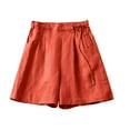 thumbnail image 1 of Mlzmgr Womens Shorts Cotton Linen Ruched Elastic Waist Button Loose Summer Casual Shorts with Pockets, 1 of 4