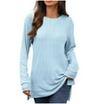 thumbnail image 1 of Mlzmgr Womens Sweaters Long Sleeve Loose Fitted Lightweight Crew Neck Cotton Knit Casual Going out Shirts for Women, 1 of 7