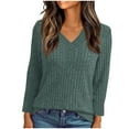 thumbnail image 1 of Mlzmgr Womens Sweaters Long Sleeve Ribbed Knit Casual V Neck Tops Soft Comfy Womens Tops Going out Loungewear, 1 of 5