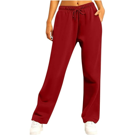 Mlzmgr Womens Sweatpants Straight Leg Elastic Waist Solid Color Joggers Pants Casual Comfy Trousers