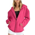 thumbnail image 1 of Mlzmgr Womens Sweatshirts Full Zip up Long Sleeve Casual Athletic Hooded Sweatshirts with Pockets Fall Winter Wear, 1 of 6