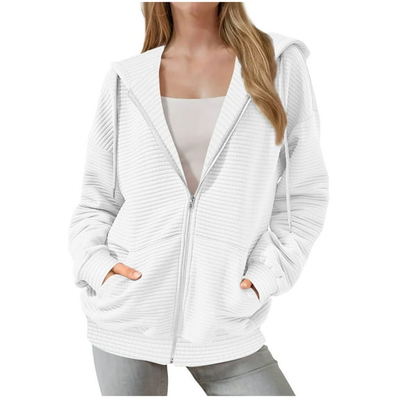 Mlzmgr Womens Sweatshirts Long Sleeve Hooded Drawstring Full Zip Jackets with Pockets Outdoor Running Workout Shirts for Women