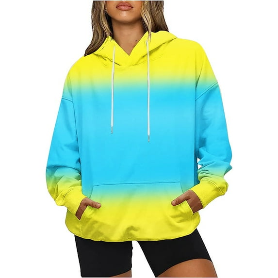 Mlzmgr Womens Sweatshirts Oversized Hoodies Long Sleeve Shirts Tops Gradient Color Comfy Pullover Fall