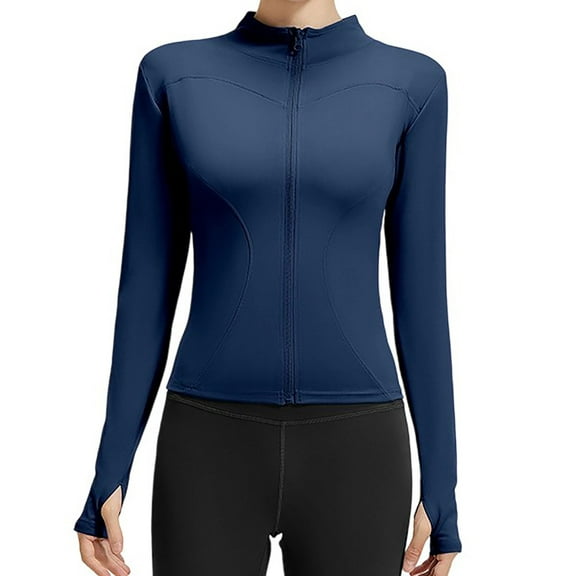 Mlzmgr Yoga Jackets for Women Long Sleeve Slim Stretchy Full Zipper up Gym Workout Activewear Shirts for Women
