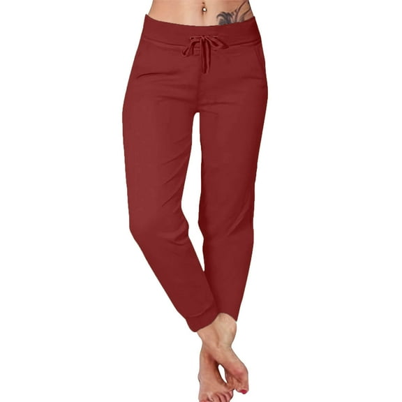 Mlzmgr Yoga Pants for Women Drawstring Elastic Waist Trousers Straight Leg Athletic Gym Women's Pants