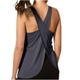 thumbnail image 1 of Mlzmgr Yoga Tops for Women Scoop Neck Loose Back Crisscross Comfy Workout Gym Sleeveless Tops Tee, 1 of 4