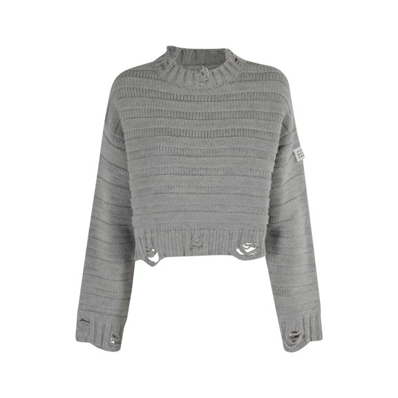 Mm6 By Maison Margiela Distressed Cropped Knit Sweater (Women's)