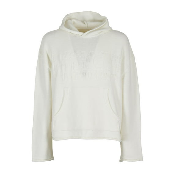 Mm6 By Maison Margiela Embossed Logo White Hooded Sweater (Men's)