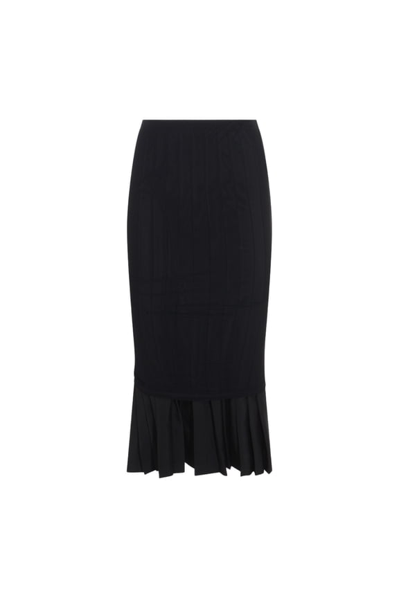 Pleated Black Skirt With Textured Ruching (Women's)