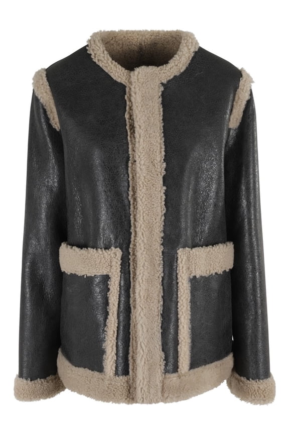 Reversible Black Leather And Shearling Jacket (Women's)