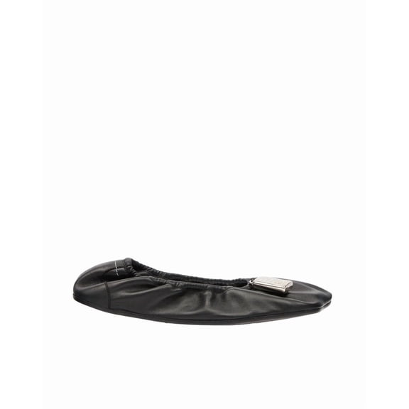 Mm6 By Maison Margiela Soft Leather Ballerina Flats With Gathered Edging Black (Women's)