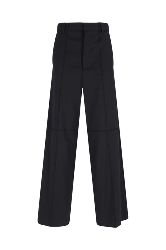 Wide-Leg Black Wool Blend Trousers (Women's)