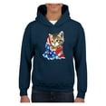 thumbnail image 1 of MmF - Big Boys Hoodies and Sweatshirts, up to Big Boys Size 24 - American Flag 4th of July Kitty, 1 of 5