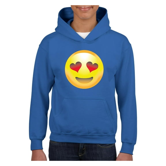 MmF - Big Boys Hoodies and Sweatshirts, up to Big Boys Size 24 - Emoji Heart-Shaped Eyes