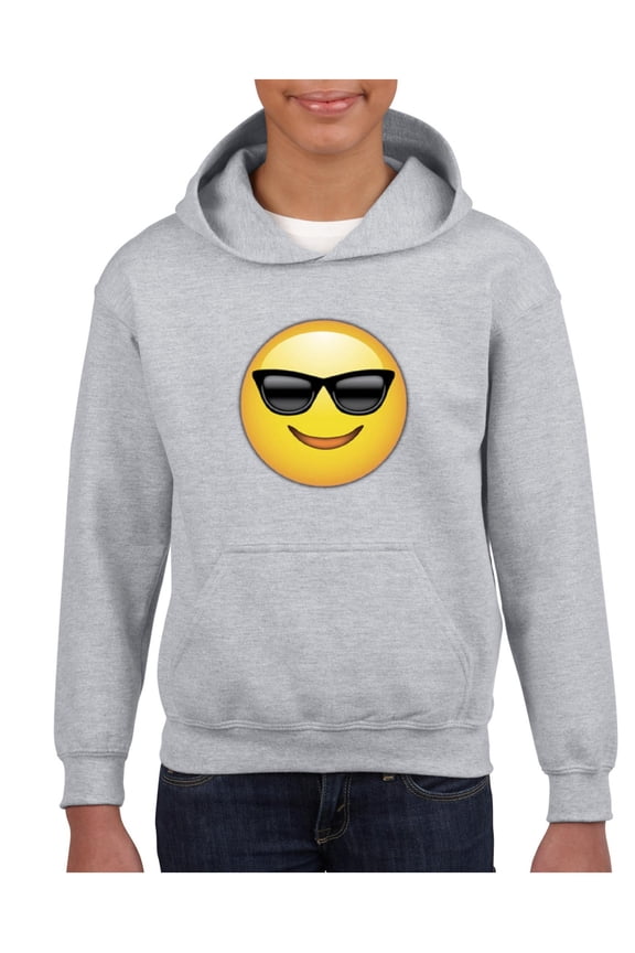 MmF - Big Boys Hoodies and Sweatshirts, up to Big Boys Size 24 - Emoji with Sunglasses