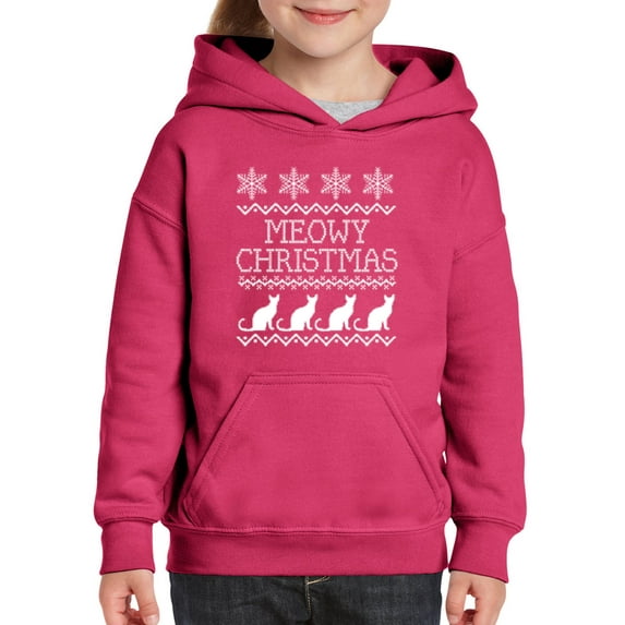 MmF - Big Girls Hoodies and Sweatshirts - Christmas Kitten Meowy