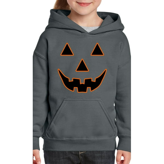 MmF - Big Girls Hoodies and Sweatshirts - Halloween Jack O' Lantern Pumpkin Face